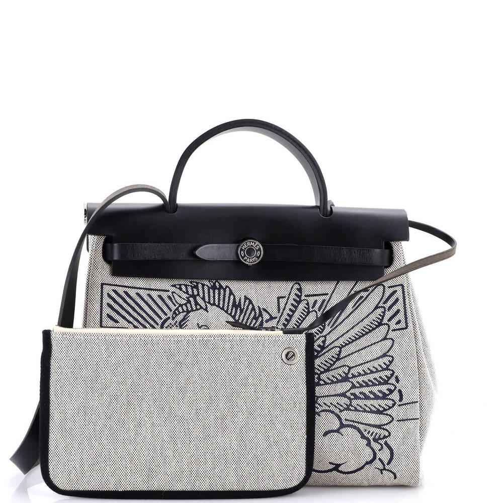 Hermes 31 Herbag Zip Pegase Pop Toile and Leather - Picture 2 of 7